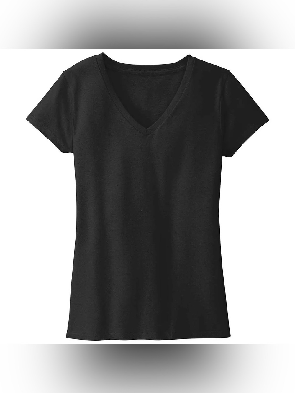 *BRAND NEW* JCPenney’s Basic Black Shirt Sleeves V-Neck Lightweight Tee Shirt